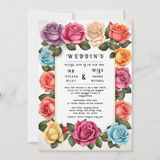 Elegant Floral Wedding Invitation Kaart