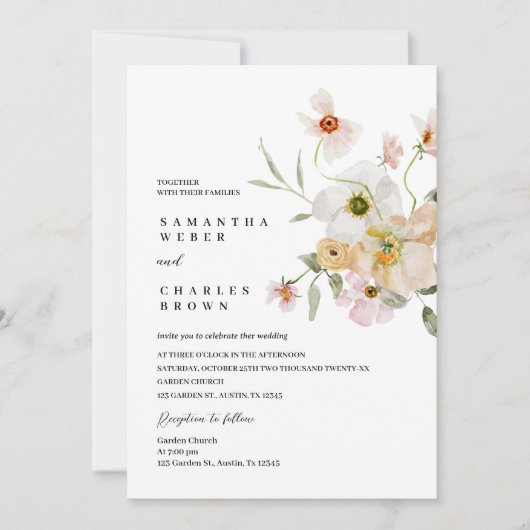 Elegant Floral Wedding Invitation Kaart (Voorkant)