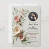 Elegant Floral Wedding Invitation Kaart (Voorkant)
