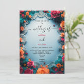 Elegant Floral Wedding Invitation Kaart (Staand voorkant)