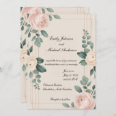 Elegant Floral Wedding Invitation Kaart (Voorkant / Achterkant)