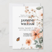 Elegant Floral Wedding Invitation Kaart (Voorkant)
