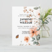 Elegant Floral Wedding Invitation Kaart (Staand voorkant)