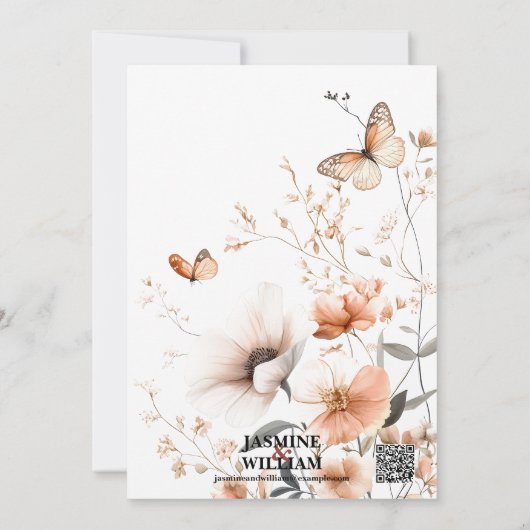 Elegant Floral Wedding Invitation Kaart (Achterkant)