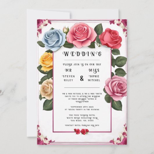 Elegant Floral Wedding Invitation Kaart (Voorkant)