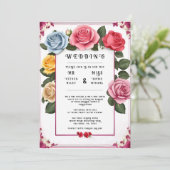 Elegant Floral Wedding Invitation Kaart (Staand voorkant)
