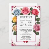 Elegant Floral Wedding Invitation Kaart (Voorkant / Achterkant)