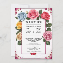 Elegant Floral Wedding Invitation Kaart