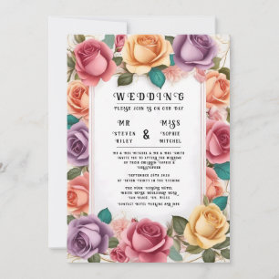 Elegant Floral Wedding Invitation Kaart
