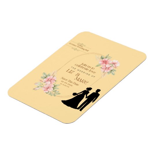 Elegant Floral Wedding Invitation Magneet (Linkerzijde)