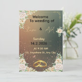 Elegant Floral Wedding Invitation Minimal & Roma Kaart (Staand voorkant)
