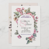 Elegant Floral Wedding Invitation – Minimalist Des Kaart (Voorkant / Achterkant)