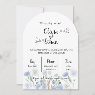 Elegant Floral Wedding Invitation – Modern Arch De Kaart