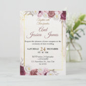 Elegant Floral Wedding Invitation Modern card Kaart (Staand voorkant)
