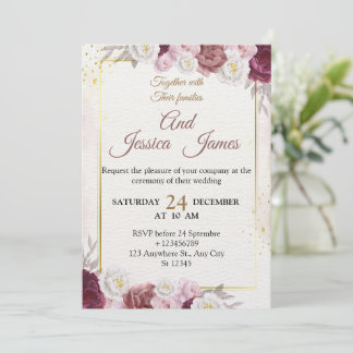 Elegant Floral Wedding Invitation Modern card Kaart