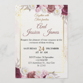 Elegant Floral Wedding Invitation Modern card Kaart