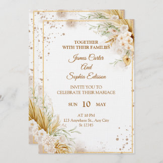 Elegant Floral Wedding Invitation – Modern card Kaart