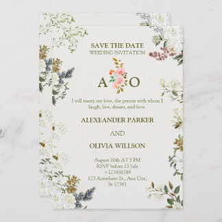 Elegant Floral Wedding Invitation – Modern CARD Kaart