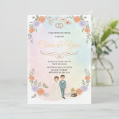 Elegant Floral Wedding Invitation | Romantic Garde Kaart (Staand voorkant)