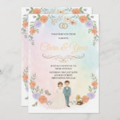 Elegant Floral Wedding Invitation | Romantic Garde Kaart (Voorkant / Achterkant)