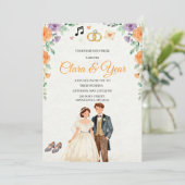 Elegant Floral Wedding Invitation | Romantic Garde Kaart (Staand voorkant)