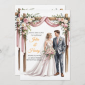 Elegant Floral Wedding Invitation | Romantic Garde Kaart (Voorkant / Achterkant)