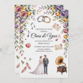 Elegant Floral Wedding Invitation | Romantic Garde Kaart (Voorkant / Achterkant)