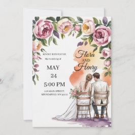 Elegant Floral Wedding Invitation | Romantic Garde Kaart