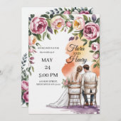 Elegant Floral Wedding Invitation | Romantic Garde Kaart (Voorkant / Achterkant)