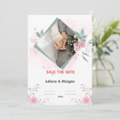 Elegant Floral Wedding Invitation | Romantic Pink  Kaart (Staand voorkant)