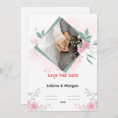 Elegant Floral Wedding Invitation | Romantic Pink  Kaart (Voorkant / Achterkant)