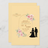 Elegant Floral Wedding Invitation Save The Date (Voorkant / Achterkant)