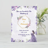 Elegant Floral Wedding Invitation Template Kaart (Staand voorkant)