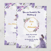 Elegant Floral Wedding Invitation Template Kaart (Voorkant / Achterkant)