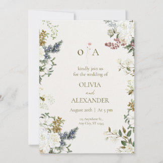 Elegant Floral Wedding Invitation Template Kaart