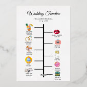 Elegant Floral Wedding Invitation & Timeline Card  Folie Uitnodiging (Achterkant)