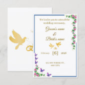 Elegant Floral Wedding Invitation with Butterflies Bedankkaart (Voorkant / Achterkant)