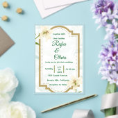 Elegant Floral Wedding Invitation with Gold Frame  Acryl Uitnodigingen (Insitu (Huwelijk))
