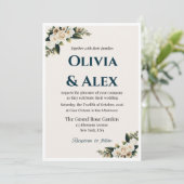 Elegant Floral Wedding Invitation with Greenery Kaart (Staand voorkant)