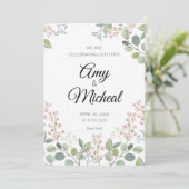 Elegant Floral Wedding Invitding Kaart (Staand voorkant)