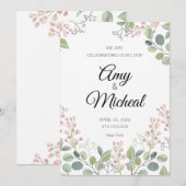 Elegant Floral Wedding Invitding Kaart (Voorkant / Achterkant)