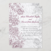 Elegant Floral Wedding Invitding Wine Cream Kaart (Voorkant / Achterkant)