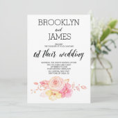Elegant Floral Wedding Invite with Pearls and Lace Kaart (Staand voorkant)
