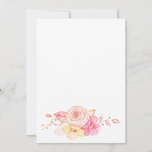 Elegant Floral Wedding Invite with Pearls and Lace Kaart (Achterkant)