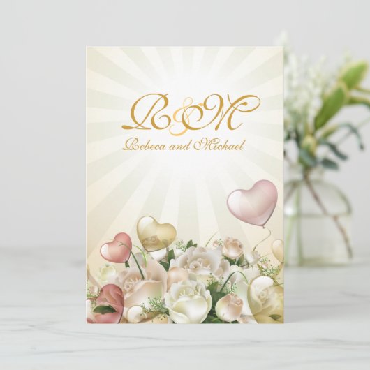 Elegant Floral Wedding Invites Kaart (Staand voorkant)