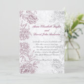 Elegant Floral Wedding Invitting Wine Red Cream Kaart (Staand voorkant)