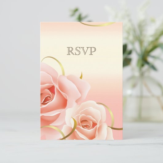 Elegant Floral Wedding Jubileum RSVP-kaarten RSVP Kaartje (Staand voorkant)