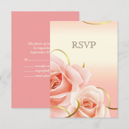 Elegant Floral Wedding Jubileum RSVP-kaarten RSVP Kaartje (Voorkant / Achterkant)