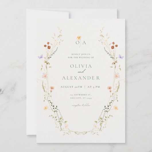 Elegant Floral Wedding Kaart
