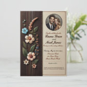 Elegant Floral Wedding Kaart (Staand voorkant)